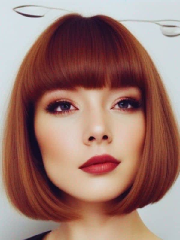 woman with blunt cut bob hairstyle