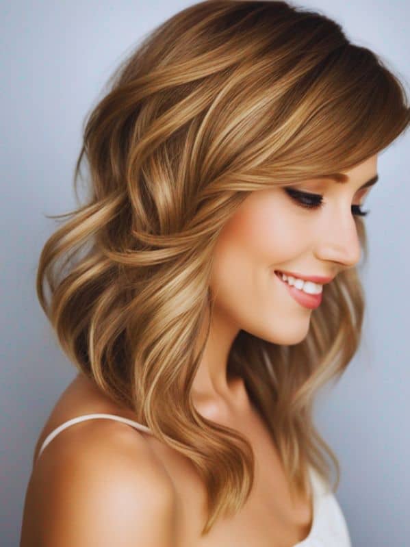 woman with side-swept bangs hairstyle